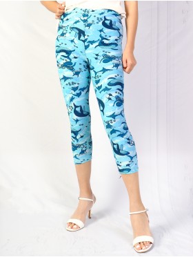 Plus Size Marine Print Capri Leggings